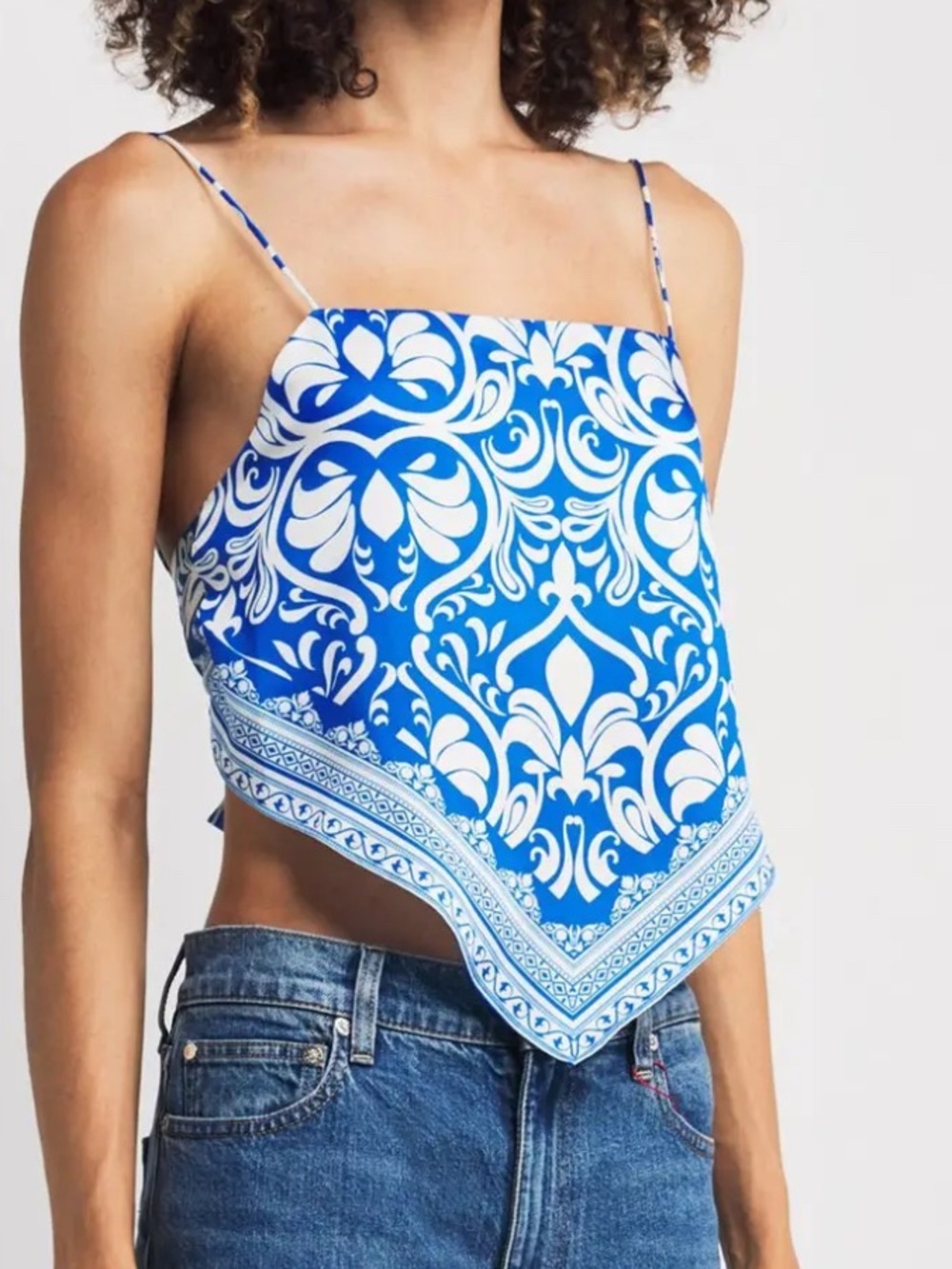 Alice & Olivia -Blue and White Scarf-Style Cami Top - Women